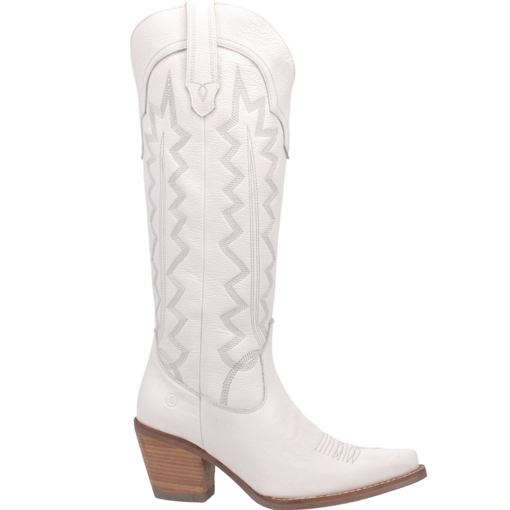 Dingo 1969 High Cotton Leather Western Cowgirl Boots — White, 7.5